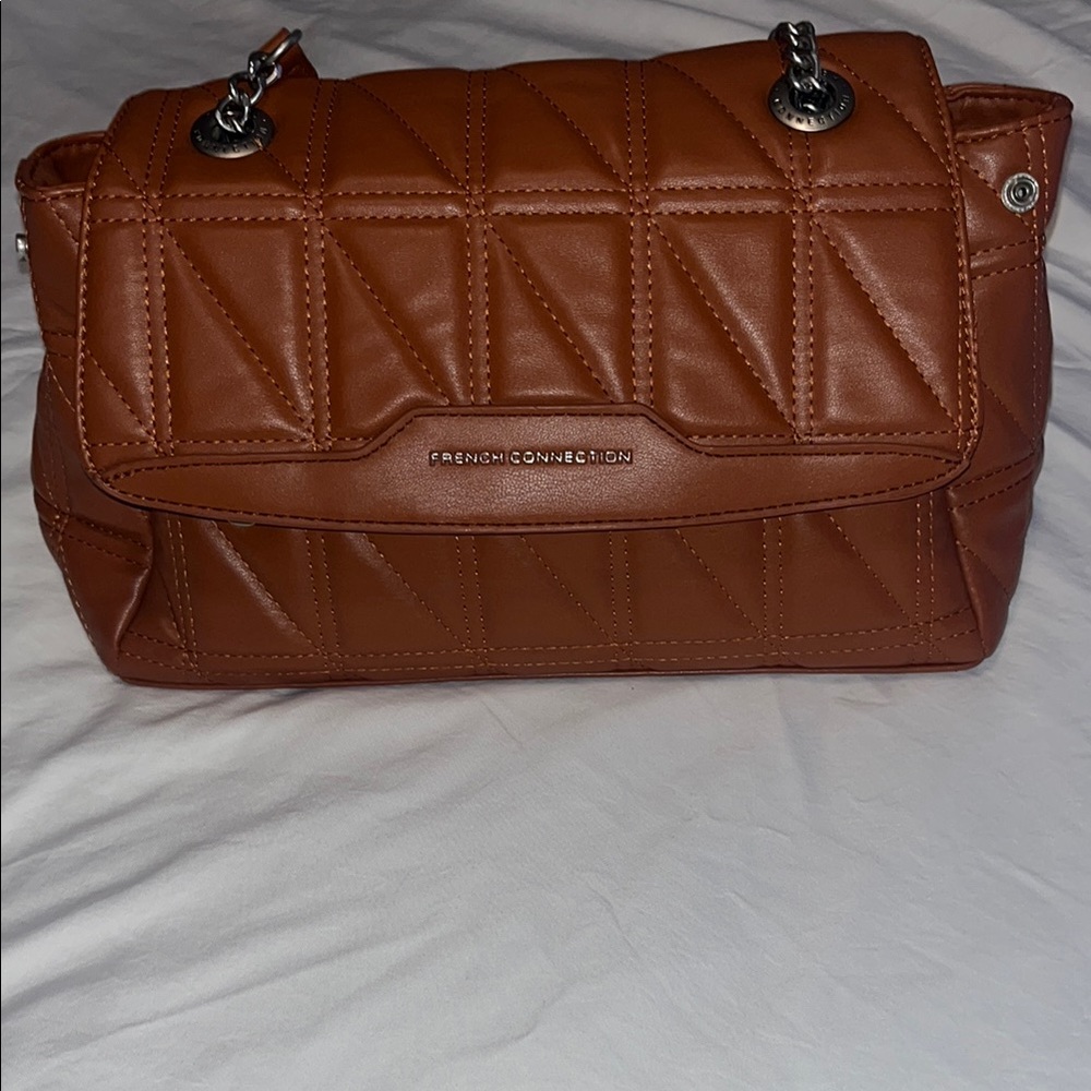 French Connection Tan Quilted Shoulder Bag